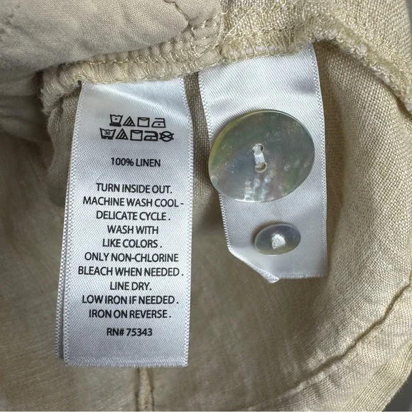 Christian Siriano Linen Blazer Jacket Womens Medium M Cream Long Roll Tab Sleeve - Picture 9 of 9